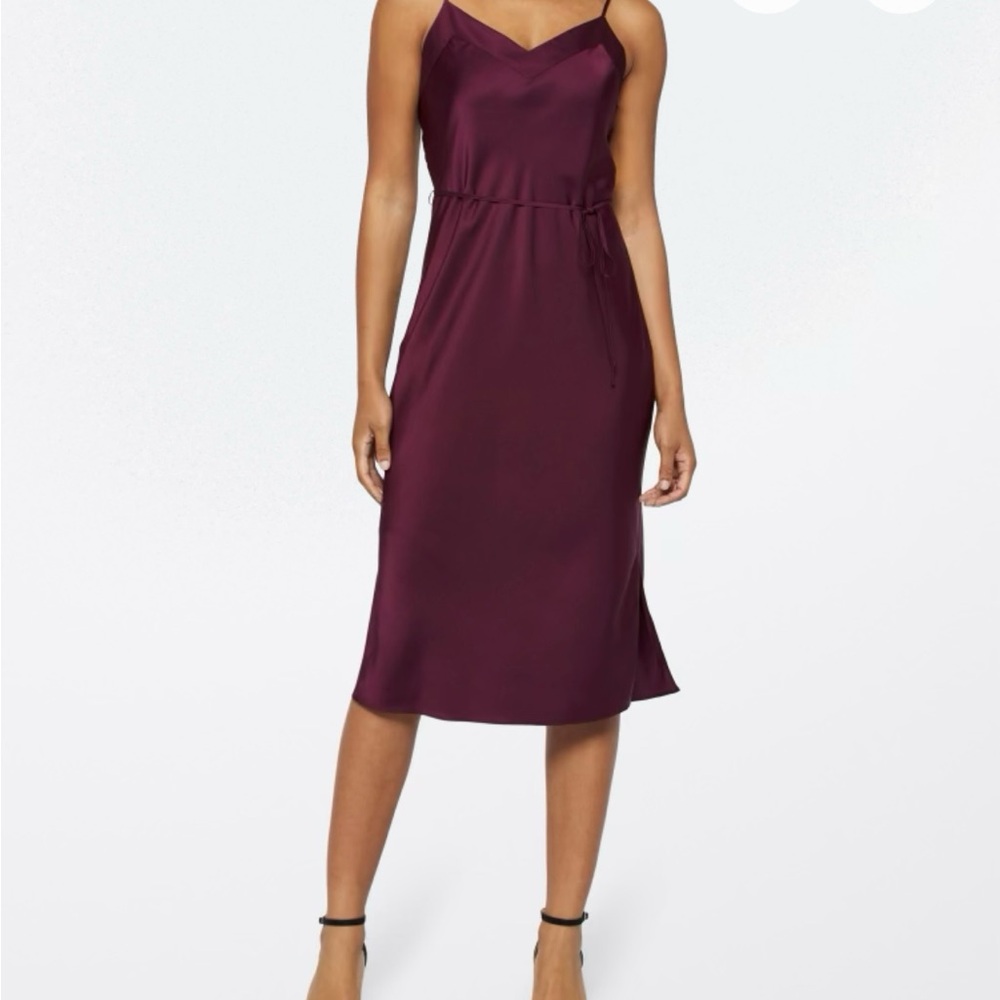 Red Sleeveless Spaghetti Strap Midi Dress for Weddings
